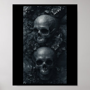 Gotische esthetische grunge schedel kunst botanisc poster