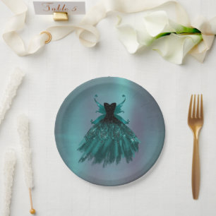 Gotische Fairy Blauwgroen jurk Deep Midnight Gre Papieren Bordje