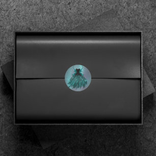 Gotische Fairy Blauwgroen jurk Deep Midnight Gre Ronde Sticker