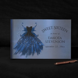 Gotische Fairy Navy Gown Deep Cobalt Blue Sheen Gastenboek