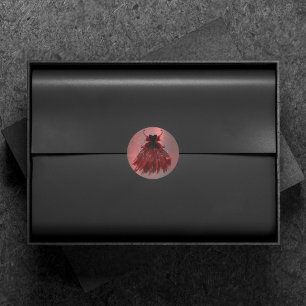 Gotische fee karmozijnrode jurk   Diepe stralende  Ronde Sticker