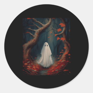Gotische Floral Halloween Ghost Verloren In De Ronde Sticker