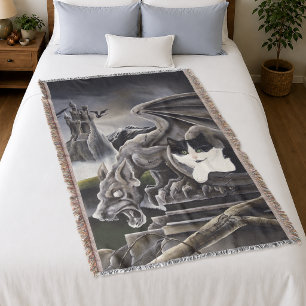 Gotische Gargouille Kat Donkere Fantasie Kasteel Deken
