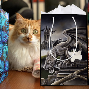 Gotische Gargouille Kat Donkere Fantasie Kasteel Medium Cadeauzakje