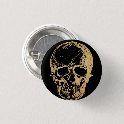 Gotische Glam | BUTTON | Gouden schedel (Voorkant /achterkant)
