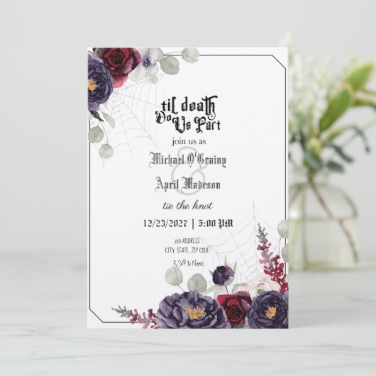 Gotische Gothic Dark bruiloft uitnodiging (Staand voorkant)