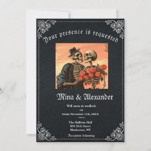 Gotische Gothic Skelet QR code Bruiloft