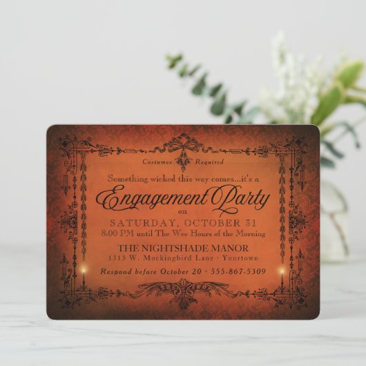 Gotische Grens Halloween Feestje Kaart (Staand voorkant)