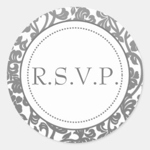 Gotische Grijs & Wit Flourish Envelope Seals Ronde Sticker