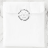 Gotische Grijs & Wit Flourish Envelope Seals Ronde Sticker (Tas)
