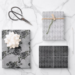 Gotische grijze stenen schedel inpakpapier vel