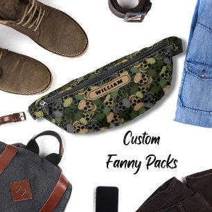 Gotische  Groene Khaki Skulls Camouflage Mannen Heuptasje