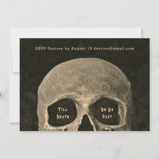 Gotische half schedel hoofd  Sepia Hallobruiloft Aankondiging (Achterkant)