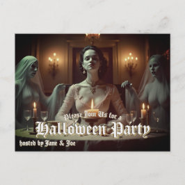 Gotische Halloween banket in kaarslicht Feestdagenkaart