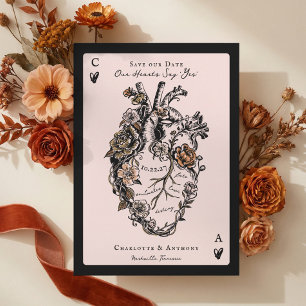 Gotische Halloween Bloemrijke Vintage Anatomische  Save The Date