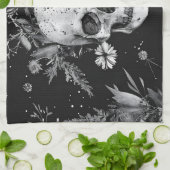 Gotische Halloween Botanische Schedels patroon Theedoek (Gevouwen)