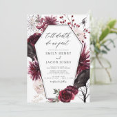 Gotische Halloween Bruiloft Bourgondië Zwart Kaart (Staand voorkant)