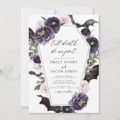 Gotische Halloween bruiloft donker Paarse Kaart (Voorkant)