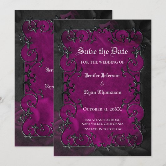 Gotische halloween bruiloft save the date uitnodig aankondiging (Voorkant / Achterkant)