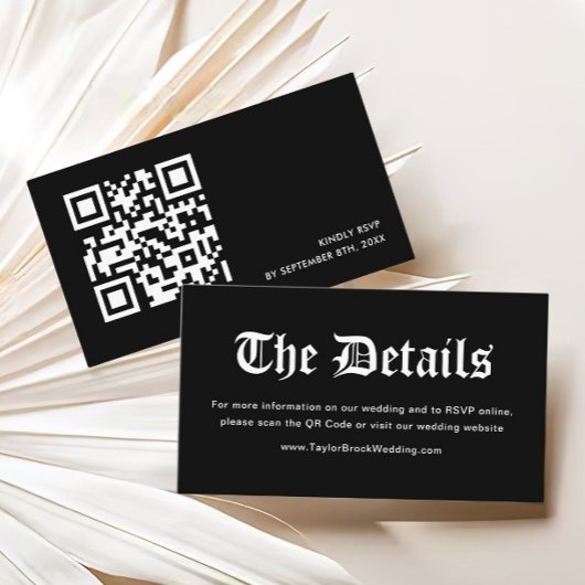 Gotische Halloween bruiloft website QR code Informatiekaartje
