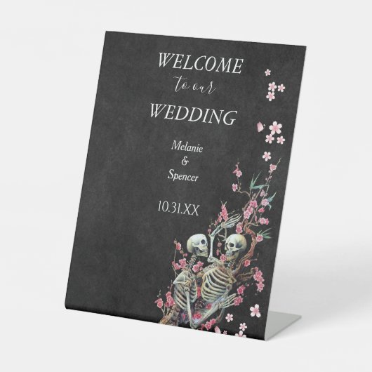 Gotische halloween bruiloft Welkom Plaque Pedestal Reclamebord Met Voetstuk (Voorkant)