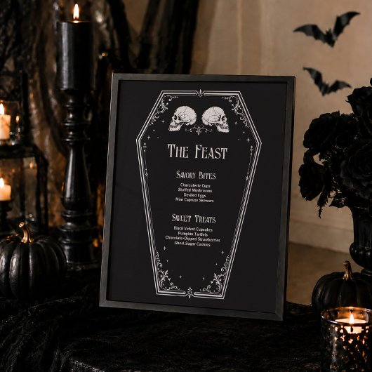 Gotische Halloween Bruiloftsfeest Menu Poster