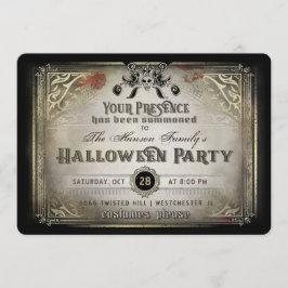 Gotische Halloween Elegance Party Zwart & Goud Sch Kaart