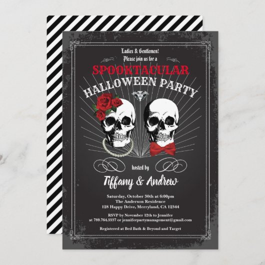 Gotische Halloween-feest uit te nodigen. Zwart roo Kaart (Voorkant / Achterkant)