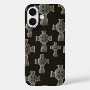 Gotische Halloween Graveyard Headstone Cross Teken iPhone 16 Hoesje