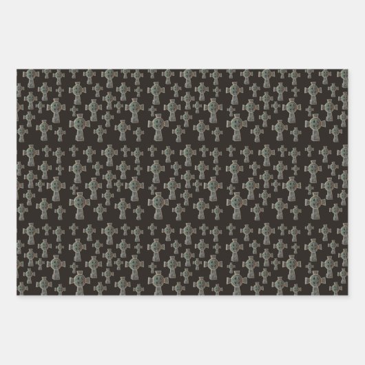 Gotische Halloween Graveyard Headstone Cross Teken Inpakpapier Vel (Voorkant 2)