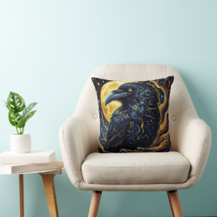 Gotische Halloween Grote Zwarte Raven Bird Kussen