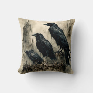 Gotische Halloween Grote Zwarte Raven Bird Kussen