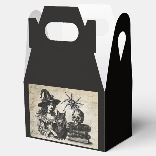 Gotische Halloween heks schedel spin wolf Bedankdoosjes (Geopend)