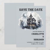 Gotische Halloween Horror Huwelijk Save The Date (Voorkant / Achterkant)