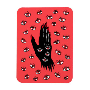 Gotische Halloween kunst - Zwarte Hand Spooky Ogen Magneet