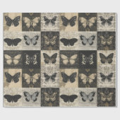  Gotische Halloween Moth Collage Cadeaupapier (Vlak)