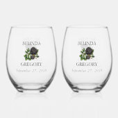 Gotische Halloween Rozen Witte Bruiloft Wijnglas Zonder Voet (Voorkant)