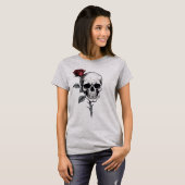 Gotische Halloween schedel en Roos T-shirt (Voorkant volledig)