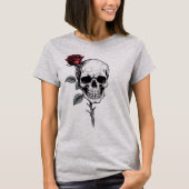 Gotische Halloween schedel en Roos T-shirt (Voorkant)
