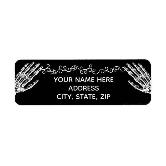 Gotische Halloween skelet handen Etiket (Voorkant)
