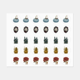 Gotische Halloween Stickers – Blue Pumpkin,