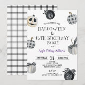 Gotische Halloween, zwart 13e verjaardagsfeest Kaart (Voorkant / Achterkant)