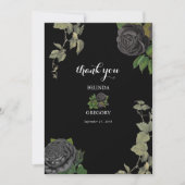 Gotische Halloween Zwart Rozen Bruiloft Bedankkaart (Voorkant)