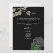 Gotische Halloween Zwart Rozen Bruiloft Bedankkaart (Achterkant)