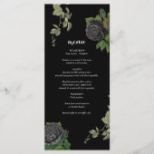 Gotische Halloween Zwart Rozen Bruiloft Menu (Voorkant)