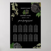 Gotische Halloween Zwart Rozen Bruiloft Zitkaarten Poster (Voorkant)