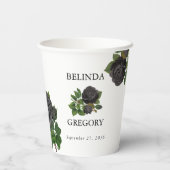 Gotische Halloween Zwart Rozen Wit Bruiloft Papieren Bekers (Achterkant)