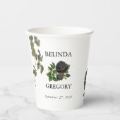 Gotische Halloween Zwart Rozen Wit Bruiloft Papieren Bekers (Voorkant)