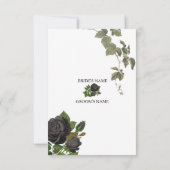 Gotische Halloween Zwart Rozen Wit Bruiloft RSVP Kaartje (Achterkant)