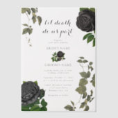 Gotische Halloween Zwart Rozen Wit Bruiloft Vellum Uitnodigingen (Voorkant)